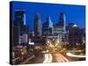 USA, Minnesota, Minneapolis, City Skyline from Interstate Highway I-35W-Walter Bibikow-Stretched Canvas