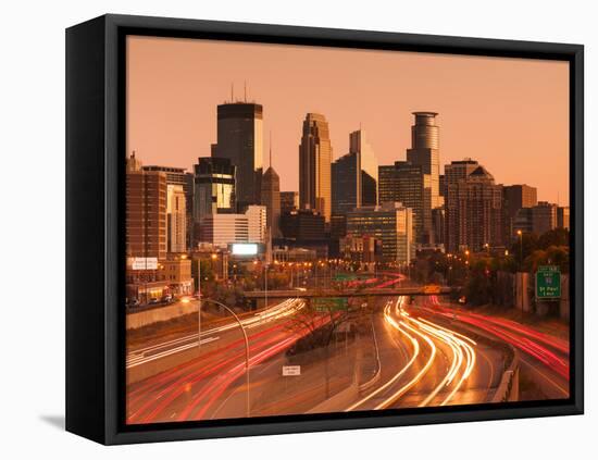 USA, Minnesota, Minneapolis, City Skyline from Interstate Highway I-35W-Walter Bibikow-Framed Stretched Canvas