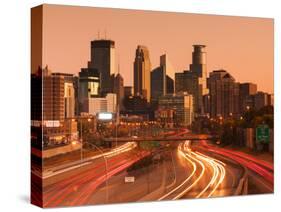 USA, Minnesota, Minneapolis, City Skyline from Interstate Highway I-35W-Walter Bibikow-Stretched Canvas