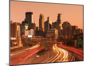 USA, Minnesota, Minneapolis, City Skyline from Interstate Highway I-35W-Walter Bibikow-Mounted Photographic Print