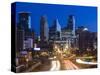 USA, Minnesota, Minneapolis, City Skyline from Interstate Highway I-35W-Walter Bibikow-Stretched Canvas