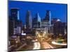 USA, Minnesota, Minneapolis, City Skyline from Interstate Highway I-35W-Walter Bibikow-Mounted Photographic Print