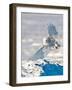 USA, Minnesota, Vermillion. Snowy Owl Landing on Snow-Bernard Friel-Framed Photographic Print