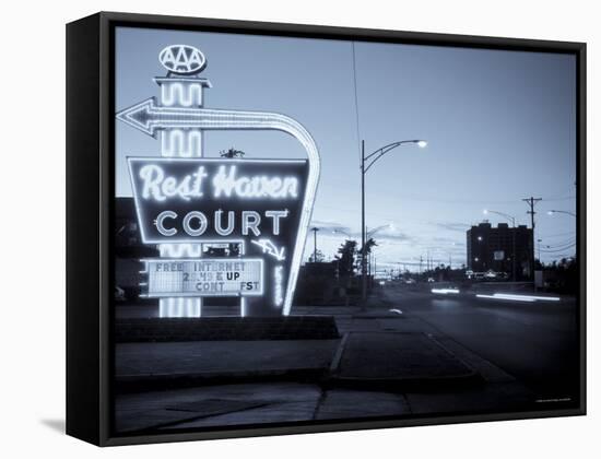 USA, Missouri, Route 66, Springfield, Rest Haven Court Motel-Alan Copson-Framed Stretched Canvas