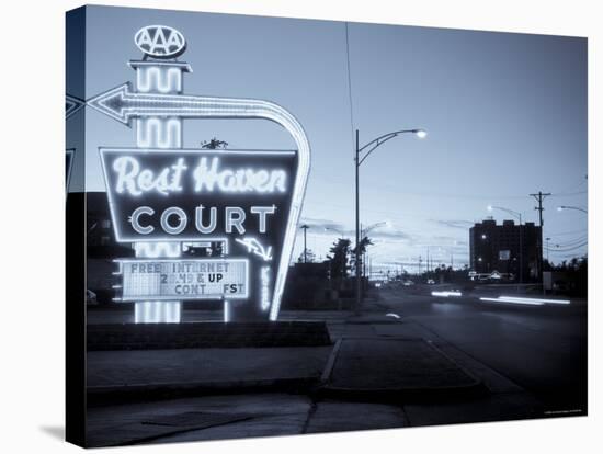 USA, Missouri, Route 66, Springfield, Rest Haven Court Motel-Alan Copson-Stretched Canvas