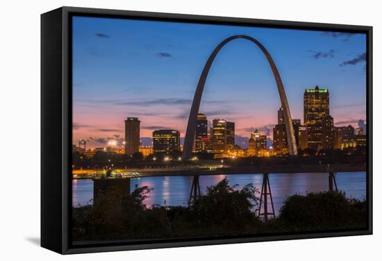 Usa, Missouri, St.Louis, Mississippi River, Route 66, Along the Shores of East St.Louis-Christian Heeb-Framed Stretched Canvas
