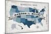 USA Modern Vintage Blue Grey with Words-Michael Mullan-Mounted Art Print