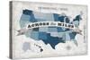 USA Modern Vintage Blue Grey with Words-Michael Mullan-Stretched Canvas