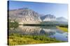 USA, Montana, Glacier Mountains Reflected on Lake Sherbourne-Trish Drury-Stretched Canvas