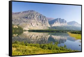 USA, Montana, Glacier Mountains Reflected on Lake Sherbourne-Trish Drury-Framed Stretched Canvas