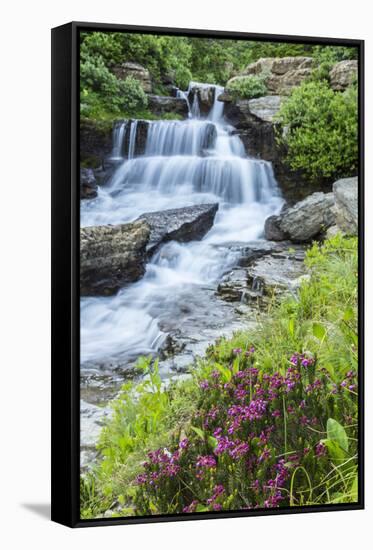 USA, Montana, Glacier National Park. Lunch Creek cascade.-Jaynes Gallery-Framed Stretched Canvas