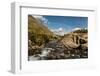 USA, Montana, Glacier National Park. Rainbow above Swiftcurrent Falls.-Jaynes Gallery-Framed Photographic Print