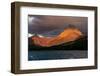 USA, Montana, Glacier National Park. Stormy sunrise on Mt Wilbur and lake.-Jaynes Gallery-Framed Photographic Print