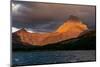USA, Montana, Glacier National Park. Stormy sunrise on Mt Wilbur and lake.-Jaynes Gallery-Mounted Photographic Print