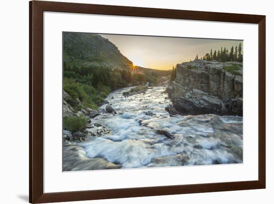 USA, Montana, Glacier National Park. Swiftcurrent Falls stream at sunrise.-Jaynes Gallery-Framed Photographic Print