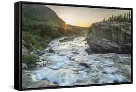 USA, Montana, Glacier National Park. Swiftcurrent Falls stream at sunrise.-Jaynes Gallery-Framed Stretched Canvas