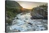 USA, Montana, Glacier National Park. Swiftcurrent Falls stream at sunrise.-Jaynes Gallery-Stretched Canvas