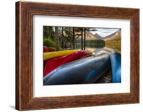 USA, Montana, Glacier National Park. Two Medicine Lake with Canoes in Foreground-Rona Schwarz-Framed Photographic Print