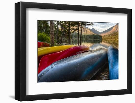 USA, Montana, Glacier National Park. Two Medicine Lake with Canoes in Foreground-Rona Schwarz-Framed Photographic Print