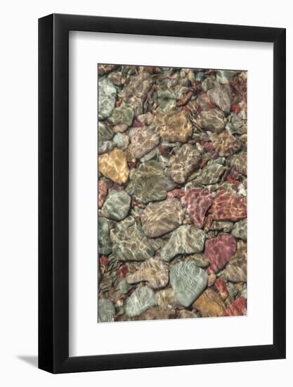 USA, Montana, Glacier NP. Stones line shore on St Mary Lake.-Don Grall-Framed Photographic Print