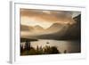 USA, Montana, Glacier NP. Sunrise pierces clouds over St. Mary Lake.-Don Grall-Framed Photographic Print