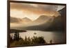 USA, Montana, Glacier NP. Sunrise pierces clouds over St. Mary Lake.-Don Grall-Framed Photographic Print