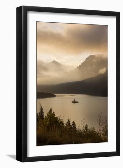 USA, Montana, Glacier NP. Sunrise pierces clouds over St. Mary Lake.-Don Grall-Framed Photographic Print