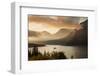 USA, Montana, Glacier NP. Sunrise pierces clouds over St. Mary Lake.-Don Grall-Framed Photographic Print