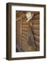 USA, Montana, Livingston, cowboy hat and chaps hanging on barn wall.-Merrill Images-Framed Photographic Print