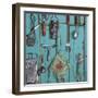 USA, Montana, Missoula. Old fashioned kitchen implements displayed on weathered door.-Jaynes Gallery-Framed Photographic Print