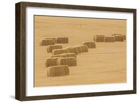 Usa, Montana, near Drummond. Bales of hay in a field that has just been harvested.-Tom Haseltine-Framed Photographic Print