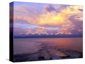 USA, Montana. Sunset over Flathead Lake.-Steve Terrill-Stretched Canvas
