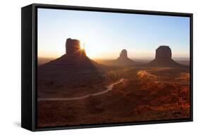 USA, Monument Valley, Sunrise, Sunrays-Catharina Lux-Framed Stretched Canvas