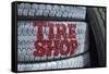 USA, Nevada. Beatty, tire shop sign painted on old tires-Kevin Oke-Framed Stretched Canvas