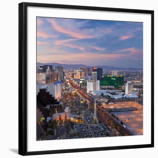 USA, Nevada, Las Vegas, Elevated Dusk View of the Hotels and Casinos Along the Strip-Gavin Hellier-Framed Photographic Print