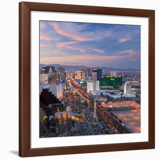 USA, Nevada, Las Vegas, Elevated Dusk View of the Hotels and Casinos Along the Strip-Gavin Hellier-Framed Photographic Print