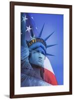 USA, Nevada, Las Vegas. Statue of Liberty and American flag composite.-Jaynes Gallery-Framed Premium Photographic Print