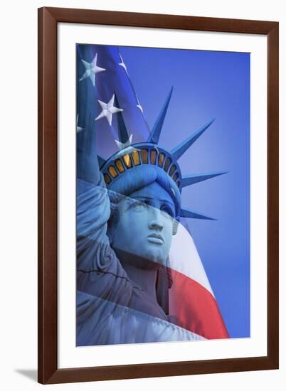 USA, Nevada, Las Vegas. Statue of Liberty and American flag composite.-Jaynes Gallery-Framed Photographic Print