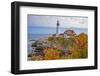 USA, New England, Maine, Cape Elizabeth, Atlantic Portland Head Lighthouse during the Fall season-Sylvia Gulin-Framed Photographic Print