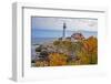 USA, New England, Maine, Cape Elizabeth, Atlantic Portland Head Lighthouse during the Fall season-Sylvia Gulin-Framed Photographic Print