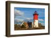 USA, New England, Massachusetts, Cape Cod, Eastham, Nauset Light lighthouse with Chrustmas wreath-Panoramic Images-Framed Photographic Print