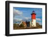 USA, New England, Massachusetts, Cape Cod, Eastham, Nauset Light lighthouse with Chrustmas wreath-Panoramic Images-Framed Photographic Print