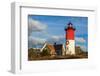 USA, New England, Massachusetts, Cape Cod, Eastham, Nauset Light lighthouse with Chrustmas wreath-Panoramic Images-Framed Photographic Print