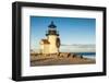 USA, New England, Massachusetts, Nantucket Island, Nantucket Town, Brant Point Lighthouse with a...-Panoramic Images-Framed Photographic Print