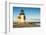 USA, New England, Massachusetts, Nantucket Island, Nantucket Town, Brant Point Lighthouse with a...-Panoramic Images-Framed Photographic Print