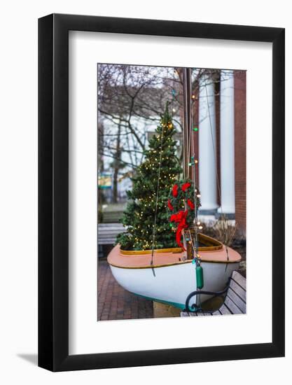 USA, New England, Massachusetts, Nantucket Island, Nantucket Town, Christmas decarations, sailbo...-Panoramic Images-Framed Photographic Print