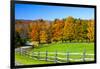 USA, New England, Vermont countryside with curved gravel road fence in Autumn-Sylvia Gulin-Framed Photographic Print