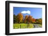 USA, New England, Vermont countryside with curved gravel road fence in Autumn-Sylvia Gulin-Framed Photographic Print