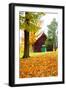 USA, New England, Vermont old brick building covered with ivy in Fall color-Sylvia Gulin-Framed Photographic Print