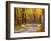 USA, New England, Vermont tree-lined gravel road with Sugar Maple in Autumn-Sylvia Gulin-Framed Photographic Print
